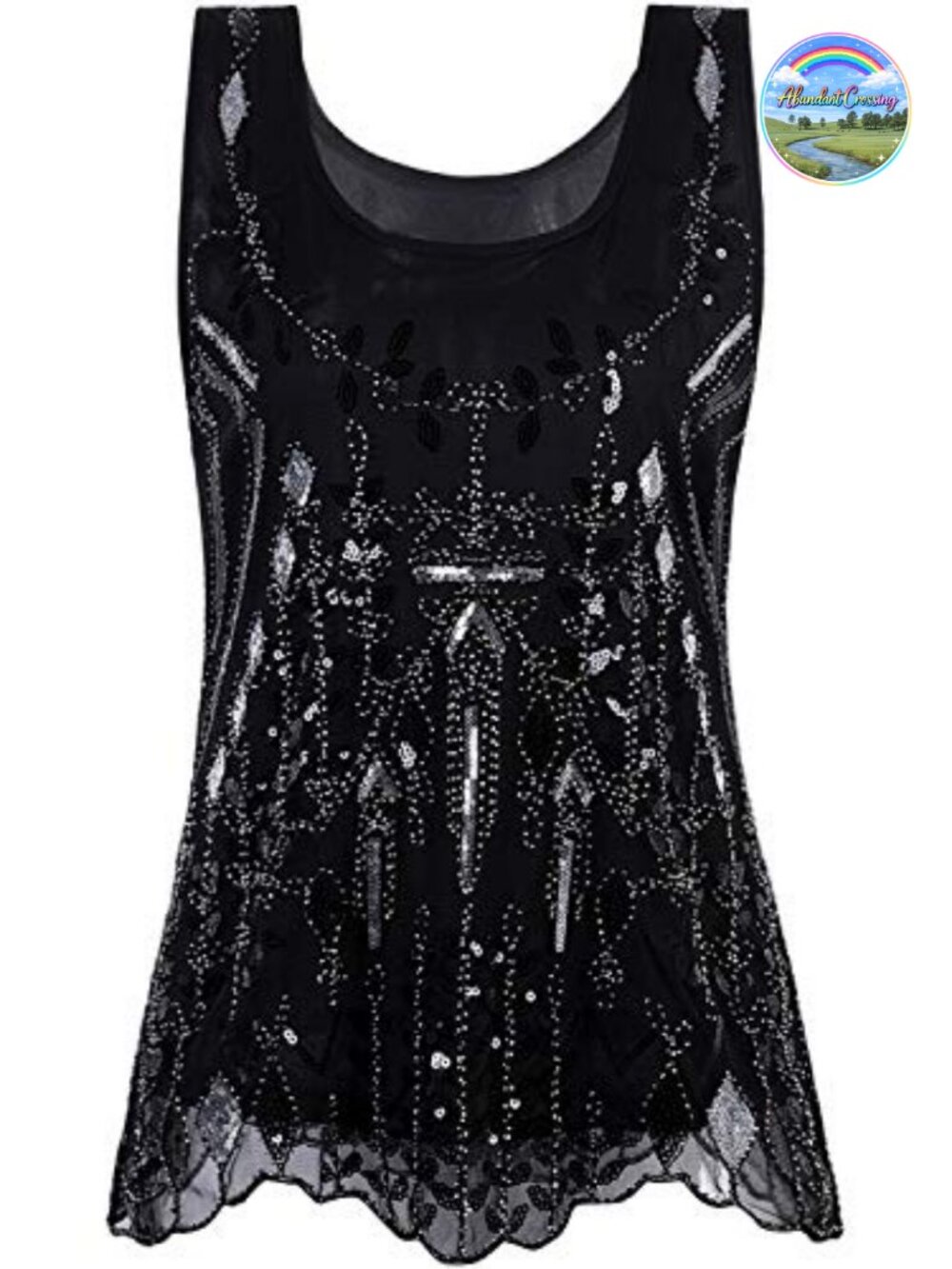 Vintage Beaded Sequin Tank Top Sparkly Embellished Flapper Vest